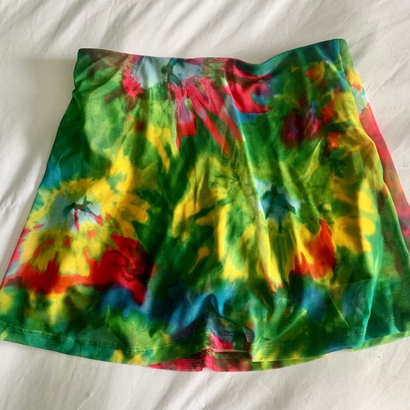 Los Angeles Apparel Tie Dye Micro Mesh Long Sleeve & Mini Skirt Set, L - Picture 5 of 8